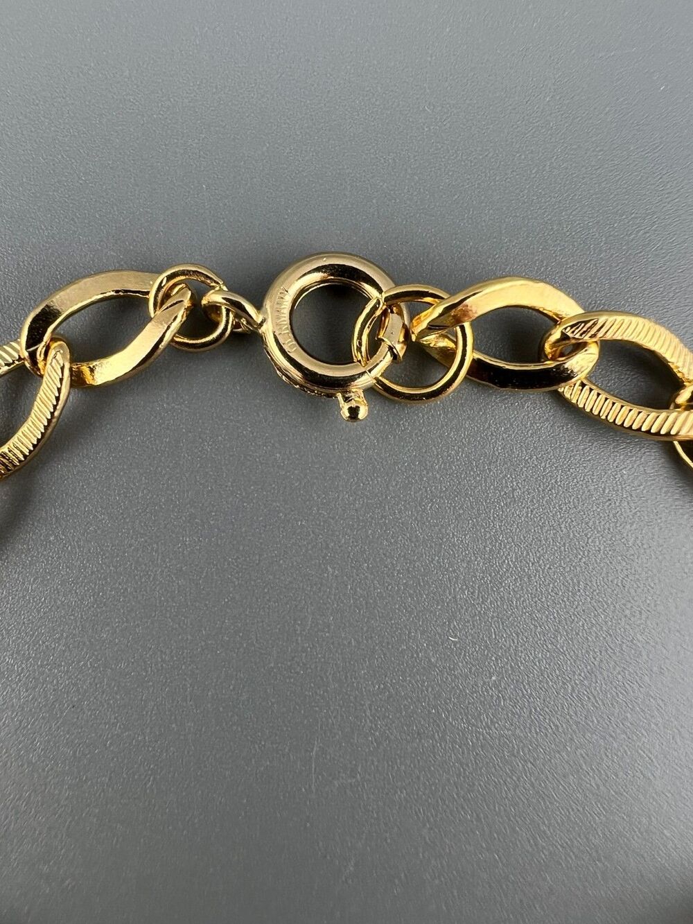 Vintage Germany Charm Bracelet Gold Tone Curb Link Good Luck Clover Mandolin - Picture 4 of 14